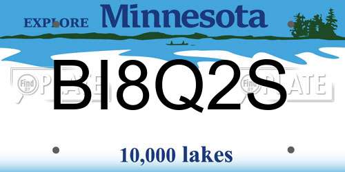 BI8Q2S Minnesota License Plate