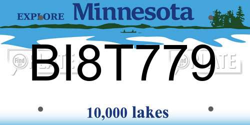 BI8T779 Minnesota License Plate