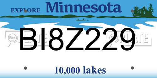 BI8Z229 Minnesota License Plate
