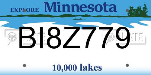 BI8Z779 Minnesota License Plate