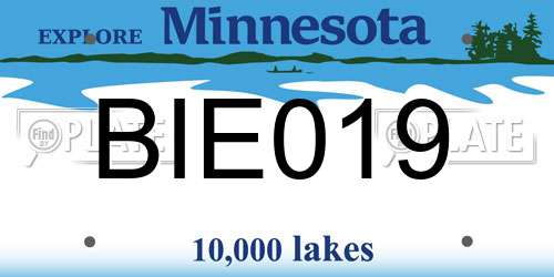 BIE019 Minnesota License Plate