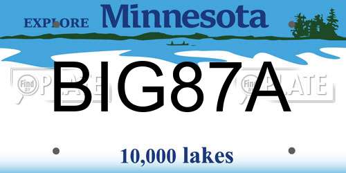 BIG87A Minnesota License Plate