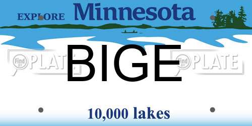BIGE Minnesota License Plate