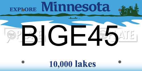 BIGE45 Minnesota License Plate