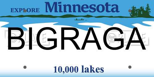 BIGRAGA Minnesota License Plate