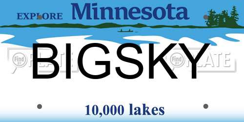 BIGSKY Minnesota License Plate