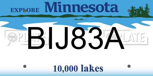 BIJ83A Minnesota License Plate