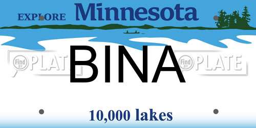 BINA Minnesota License Plate