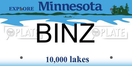 BINZ Minnesota License Plate