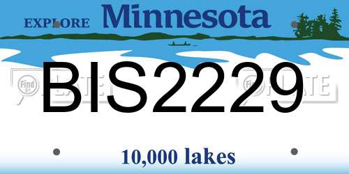 BIS2229 Minnesota License Plate