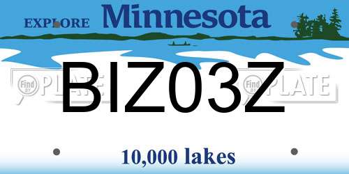 BIZ03Z Minnesota License Plate