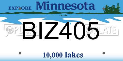 BIZ405 Minnesota License Plate