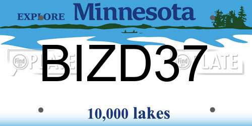 BIZD37 Minnesota License Plate