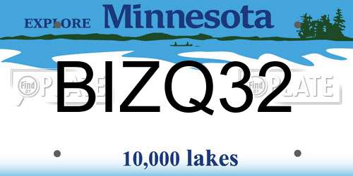 BIZQ32 Minnesota License Plate