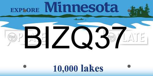 BIZQ37 Minnesota License Plate
