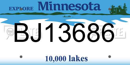 BJ13686 Minnesota License Plate
