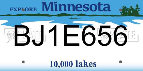 BJ1E656 Minnesota License Plate