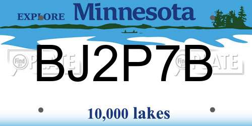 BJ2P7B Minnesota License Plate