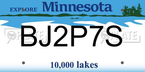 BJ2P7S Minnesota License Plate