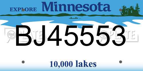 BJ45553 Minnesota License Plate