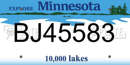 BJ45583 Minnesota License Plate