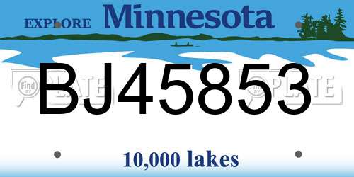 BJ45853 Minnesota License Plate