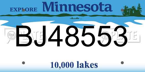 BJ48553 Minnesota License Plate