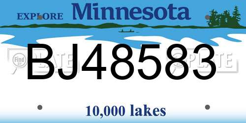 BJ48583 Minnesota License Plate