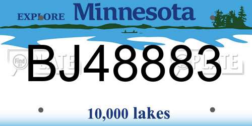 BJ48883 Minnesota License Plate