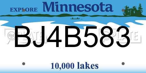 BJ4B583 Minnesota License Plate