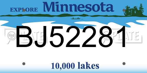 BJ52281 Minnesota License Plate