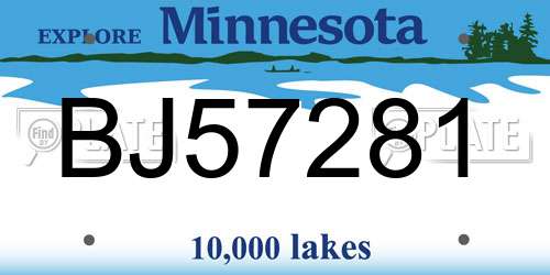 BJ57281 Minnesota License Plate