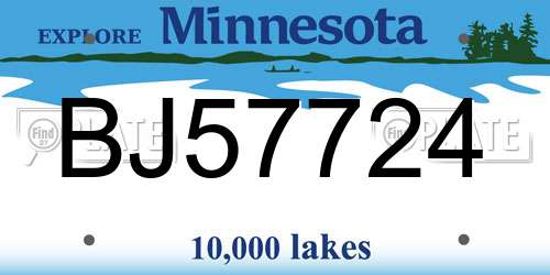 BJ57724 Minnesota License Plate