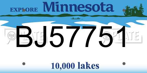 BJ57751 Minnesota License Plate