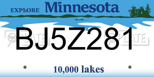 BJ5Z281 Minnesota License Plate