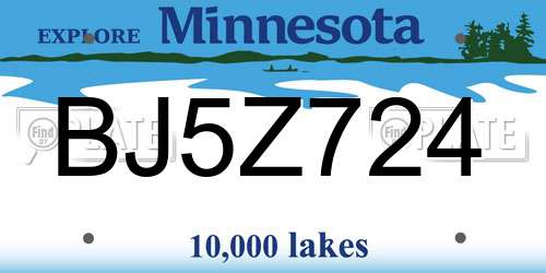 BJ5Z724 Minnesota License Plate