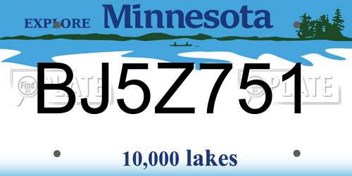 BJ5Z751 Minnesota License Plate