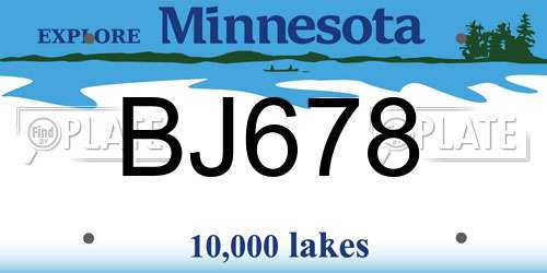 BJ678 Minnesota License Plate
