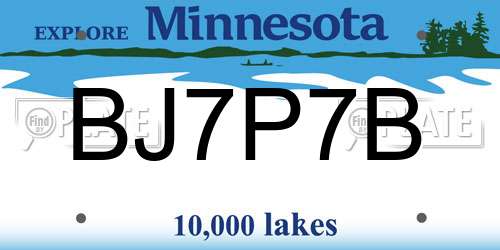 BJ7P7B Minnesota License Plate