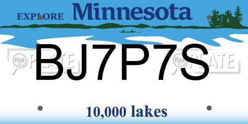 BJ7P7S Minnesota License Plate
