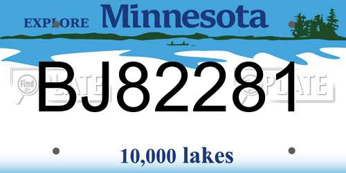 BJ82281 Minnesota License Plate