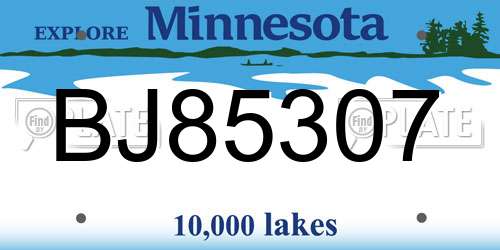 BJ85307 Minnesota License Plate