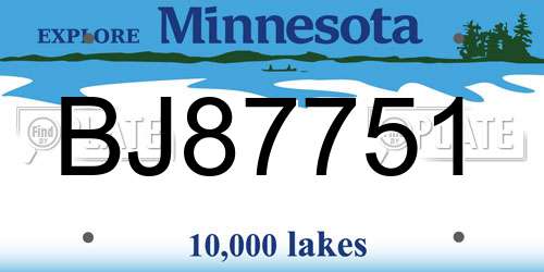 BJ87751 Minnesota License Plate