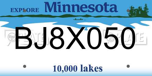 BJ8X050 Minnesota License Plate