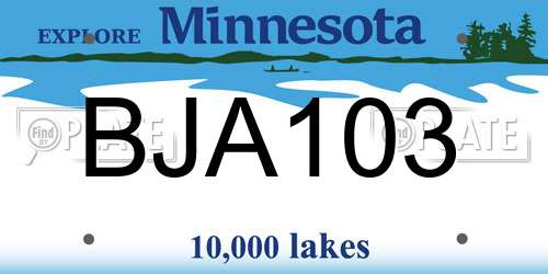 BJA103 Minnesota License Plate