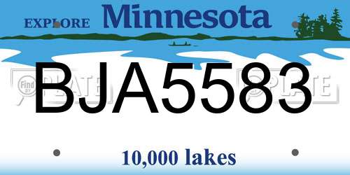 BJA5583 Minnesota License Plate