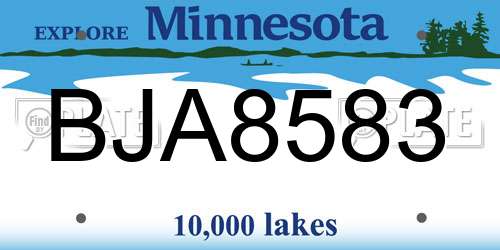 BJA8583 Minnesota License Plate