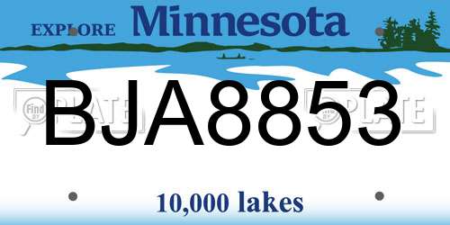 BJA8853 Minnesota License Plate