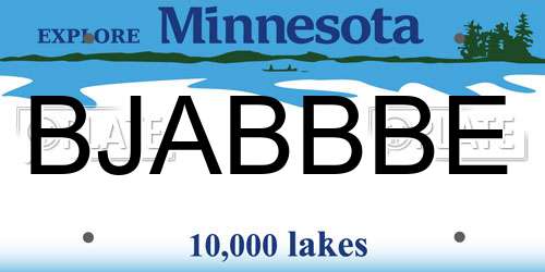 BJABBBE Minnesota License Plate