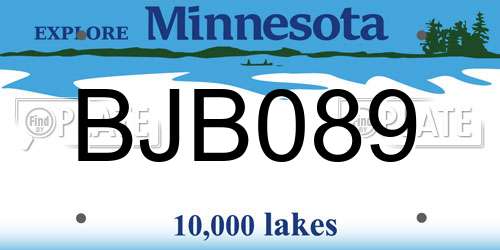 BJB089 Minnesota License Plate